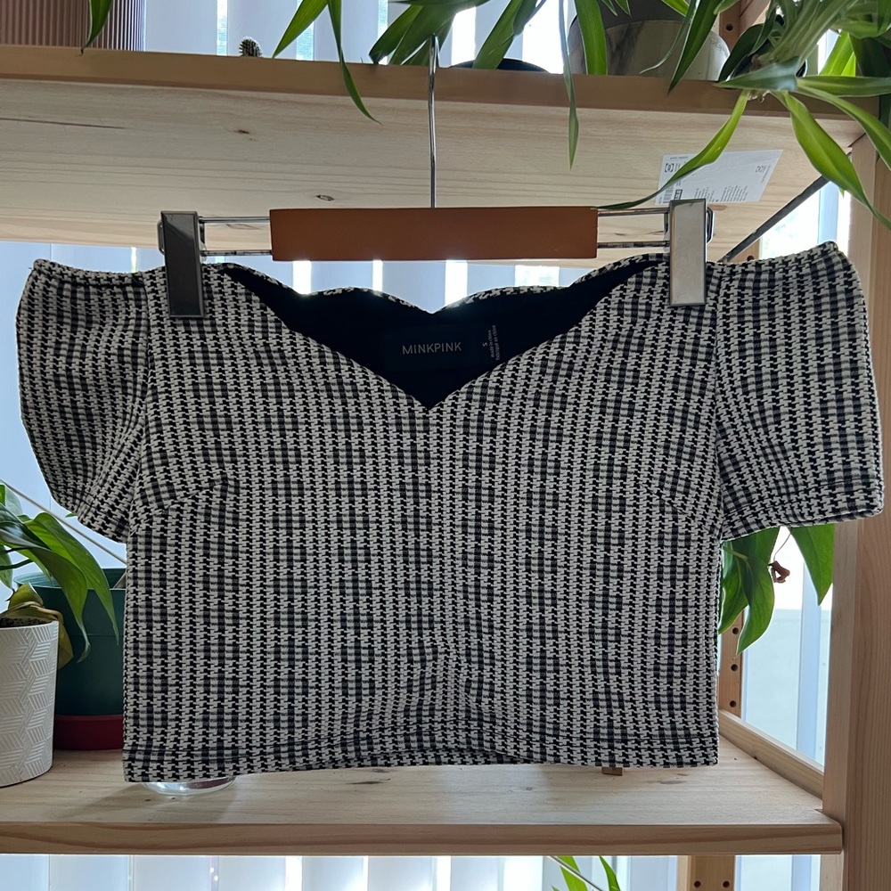 MINKPINK checkered sweetheart crop top - Picture 5 of 7